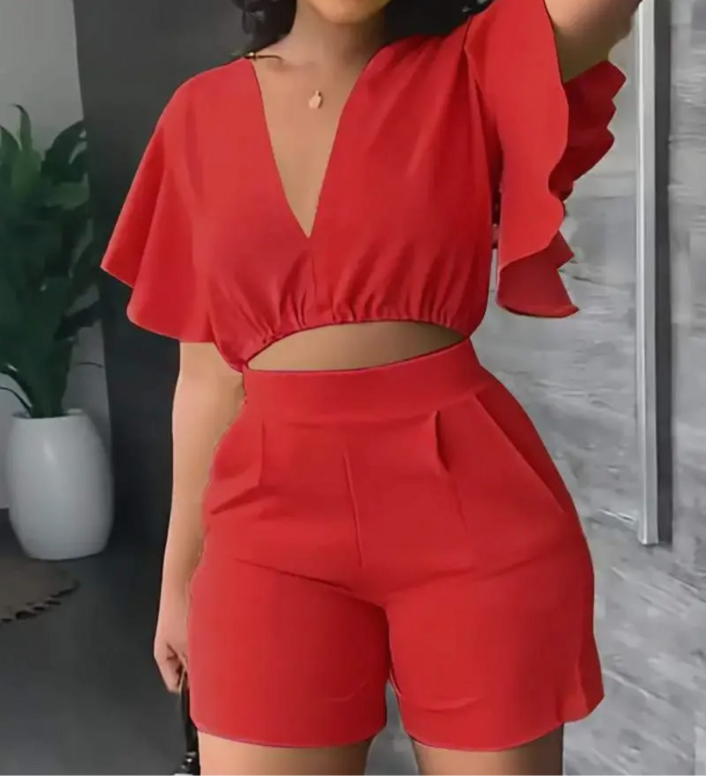 Red Casual Short set