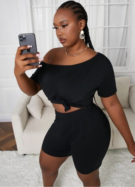 Two Piece Black Short Set