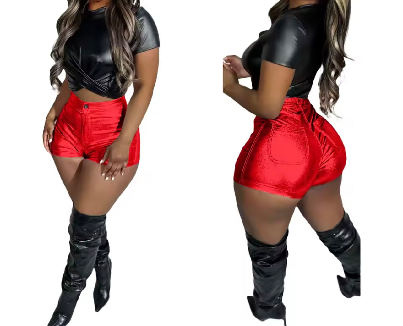 Red Sparkling Shorts